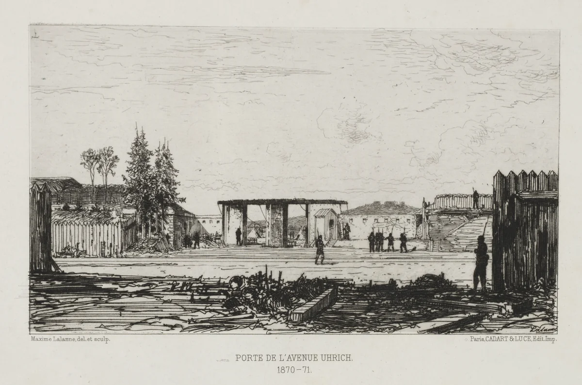 Porte du l'Avenue Uhrich by Maxime Lalanne, print, 1870-1871