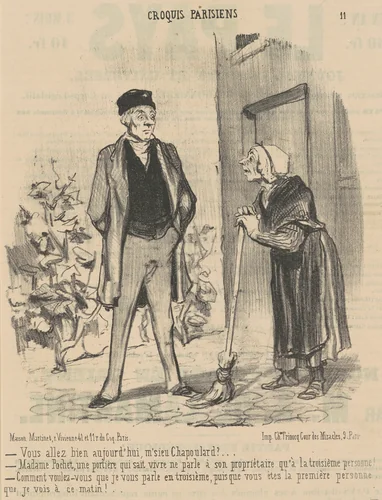 Vous allez bien aujourd'hui, M'sieu Chapoulard? ... by Honoré Daumier, print, 1852