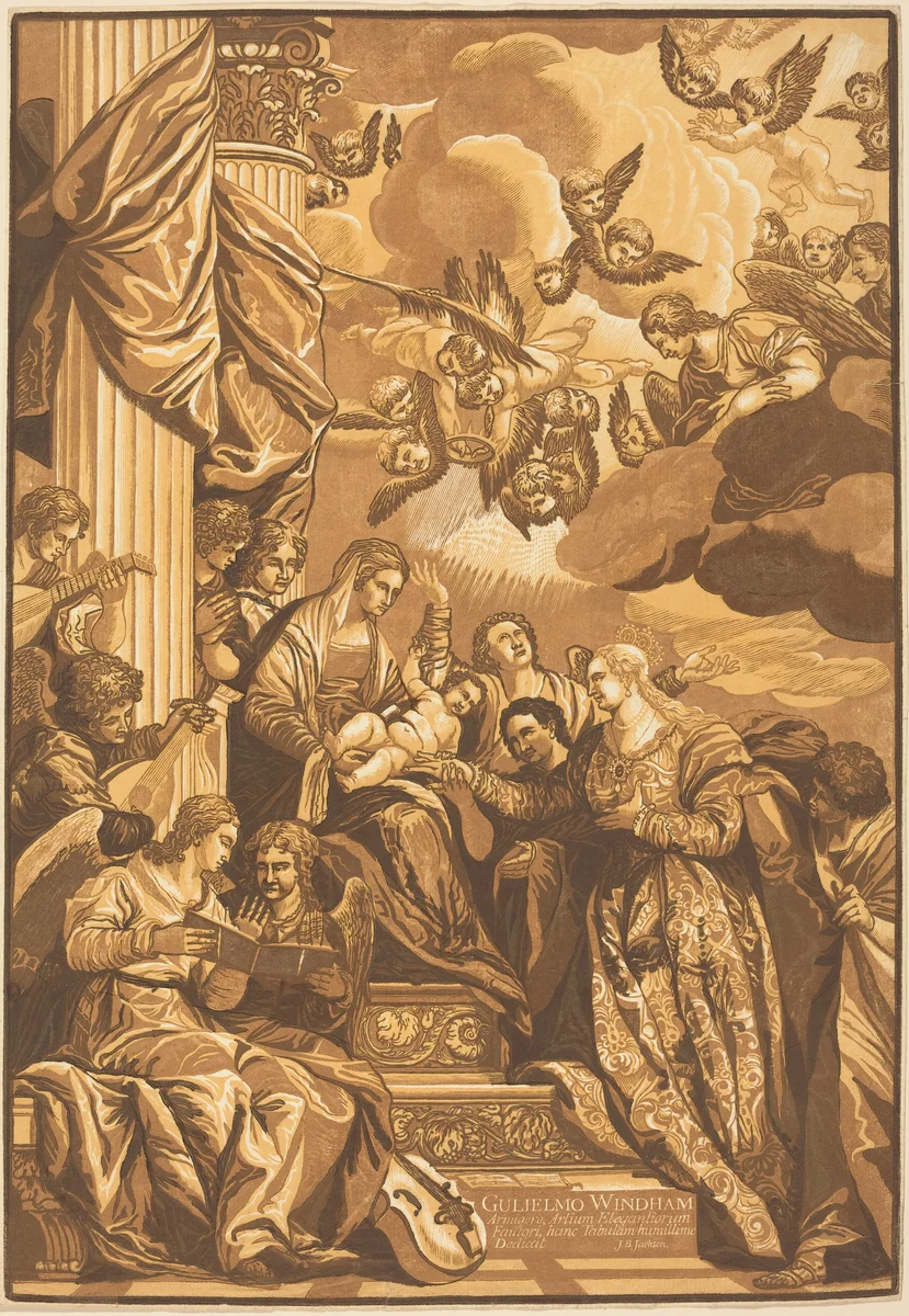 The Mystic Marriage of Saint Catherine by John Baptist Jackson, print, 1740