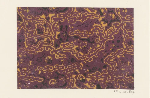 Blad met patroon van over het gehele vel lopende kronkelende lijnen by anonymous, print, 1750-1950