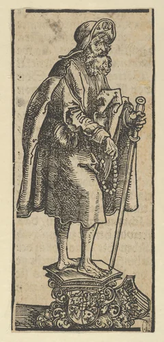 Silver Statuette of St. James the Greater, from the "Wittenberg Reliquaries" by Lucas Cranach, print, 1472-1553