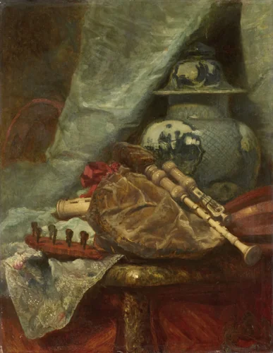 Still Life with Bagpipes by Adolphe Mouilleron, painting, 1850-1881
