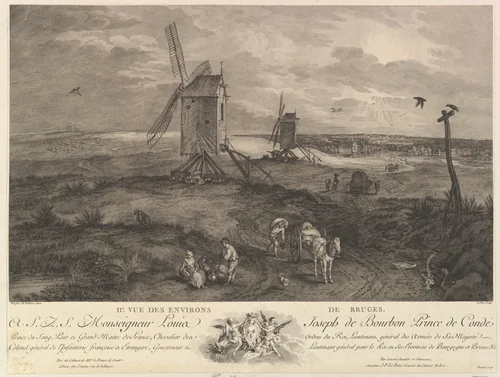 Second View of the Surroundings of Bruges (IIe. Vue des environs de Bruges) by Jacques-Philippe Le Bas, print, 1700-1780
