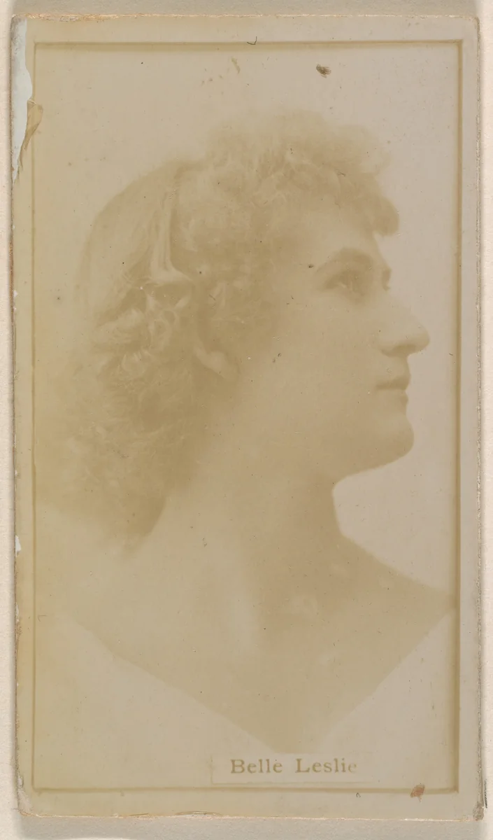 Belle Leslie, from the Actresses series (N245) issued by Kinney Brothers to promote Sweet Caporal Cigarettes by Kinney Brothers Tobacco Company, photograph, 1890