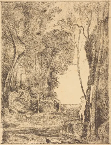 Little Shepherd, 1st Plate (Le Petit Berger) by Jean-Baptiste-Camille Corot, print, 1855