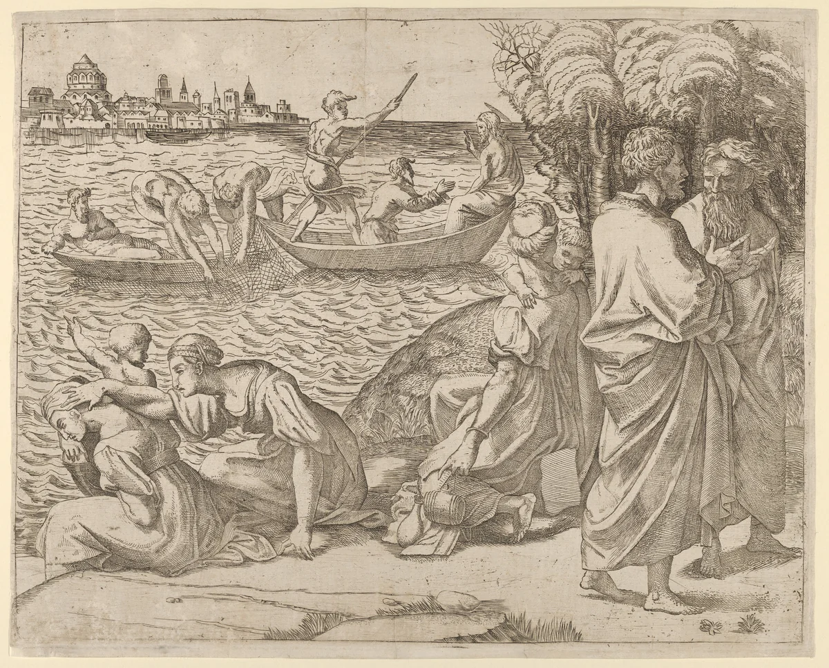 The Miraculous Draught of Fishes by anonymous, print, 1540-1550