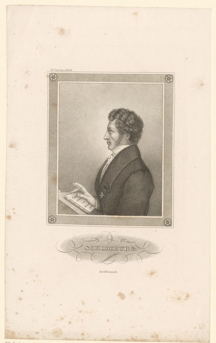 Portret van Karl August Wilhelm Christian Schomburg by Joseph Berkowetz, print, 1831-1835