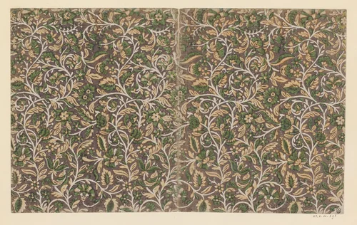 Blad met uitgespaarde ranken met bloemen by anonymous, other, 1700-1850