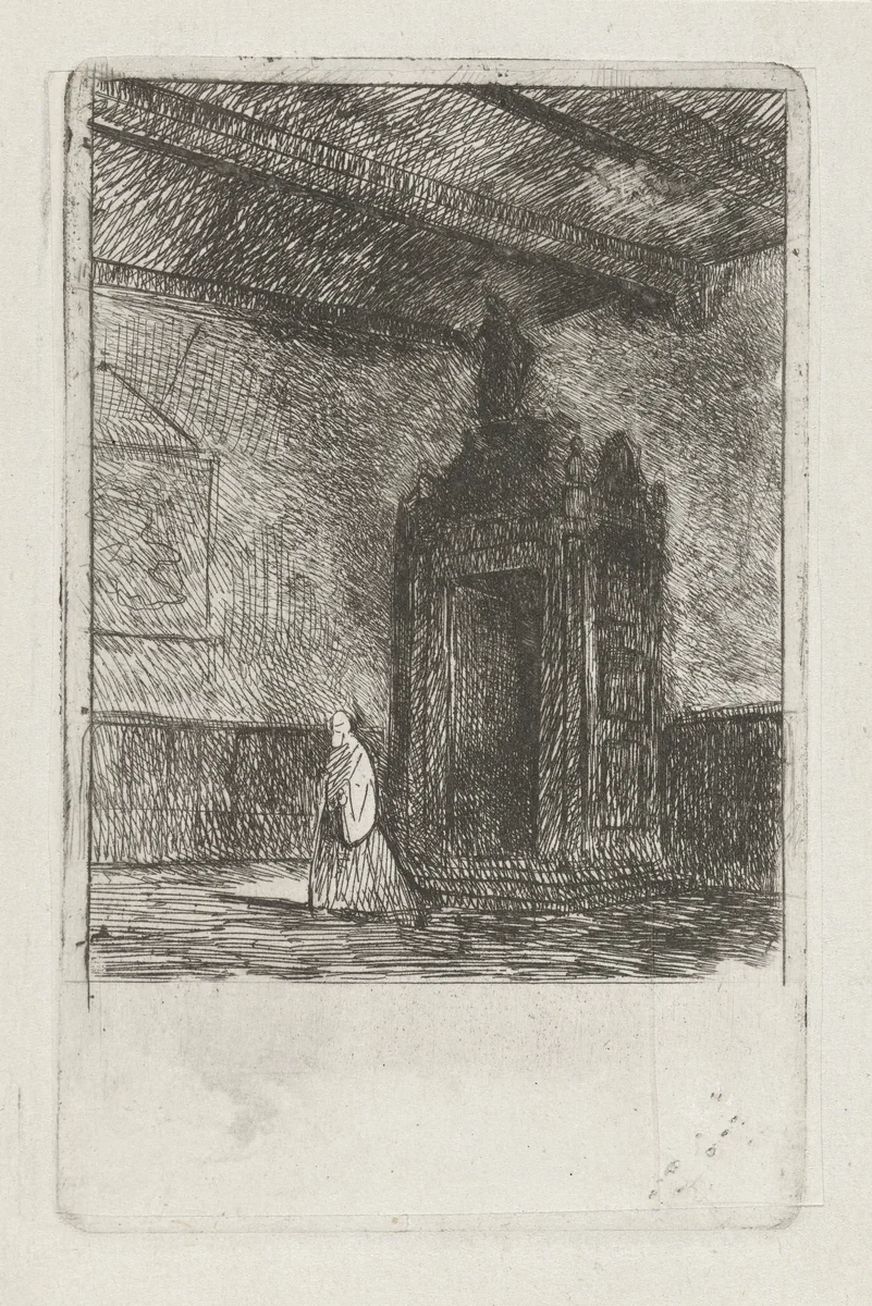 Interieur van een liturgisch gebouw by Jan Diederikus Kruseman, print, 1838-1918