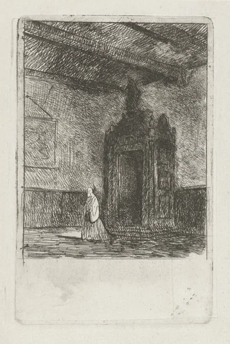 Interieur van een liturgisch gebouw by Jan Diederikus Kruseman, print, 1838-1918