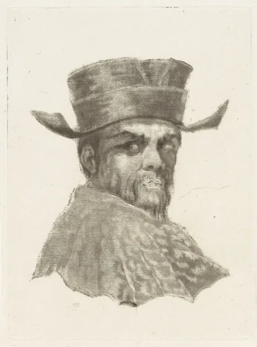 Buste van een man met een hoed by Dirk van der Toorn, print, 1788-1811