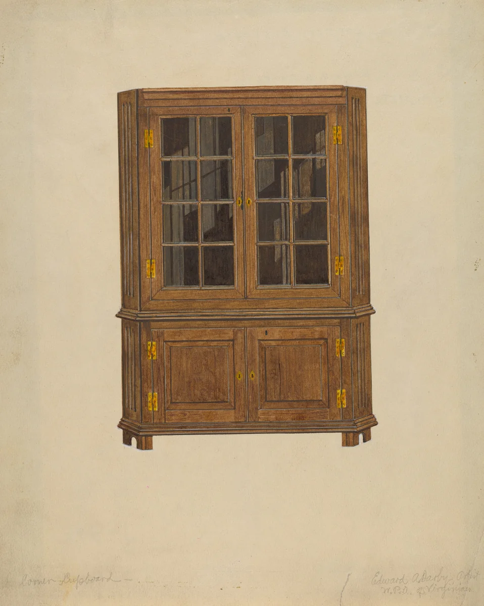 Corner Cupboard by Edward A. Darby, index of american design, 1935-1942
