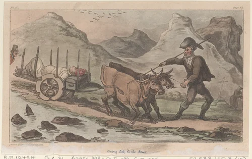 Going sick to the rear by Thomas Rowlandson, print, 1815