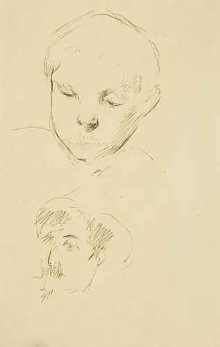 Profile of a Boy and Self-Portrait [recto] by Paul Gauguin, drawing, 1884-1888
