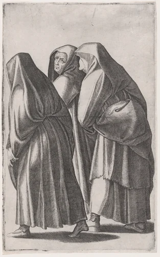 The three holy women going to the sepulchre by Agostino Veneziano, print, 1509-1519