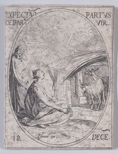 L'Attente de l'Enfantement de la Vierge (Expectation of the Virgin Mary), December 18th, from "Les Images De Tous Les Saincts et Saintes de L'Année" (Images of All of the Saints and Religious Events of the Year) by Jacques Callot, print, 1636