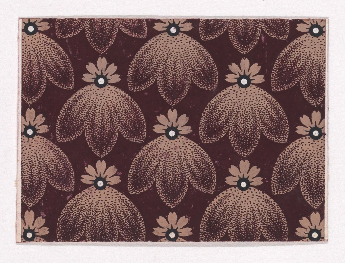 Textile Design with Alternating Stylized Flowers and Leaves by anonymous, drawing, 1840