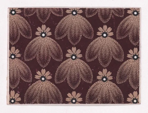 Textile Design with Alternating Stylized Flowers and Leaves by anonymous, drawing, 1840