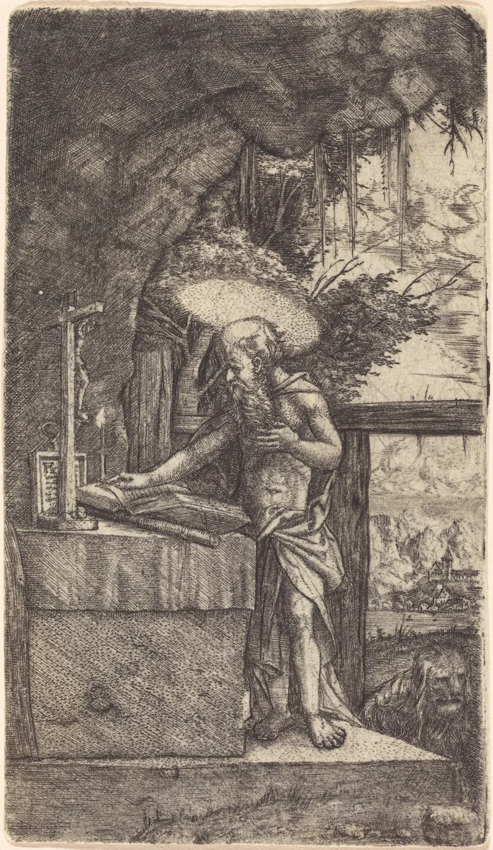 Saint Jerome Reading by Albrecht Altdorfer, print, 1515-1520