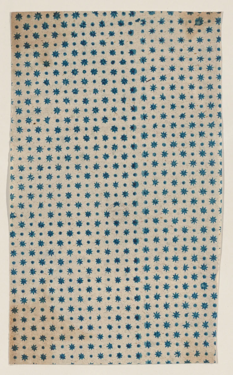 Sheet with dot and star design by anonymous, print, 1800-1900