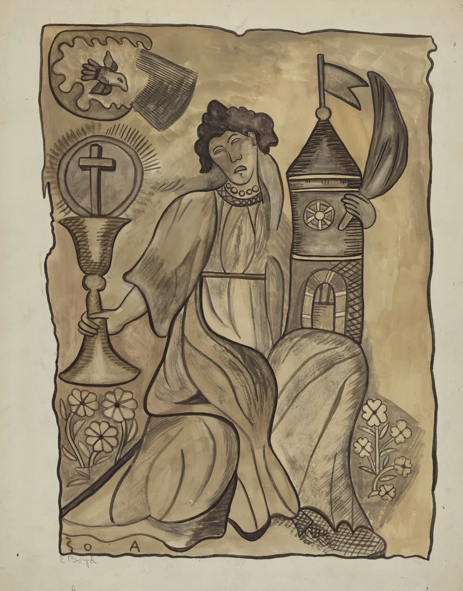 Wall Hanging of Santa Barbara by E. Boyd, index of american design, 1936