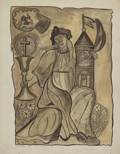 Wall Hanging of Santa Barbara by E. Boyd, index of american design, 1936