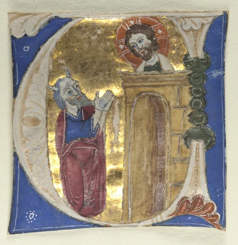 Historiated Initial (U) Excised from a Bible by Unknown, manuscript, 1200-1299