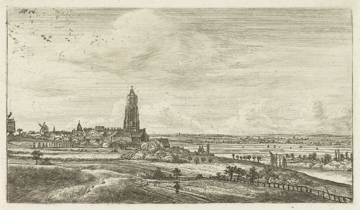 Gezicht op Rhenen by Jan Ruyscher, print, 1630-1765