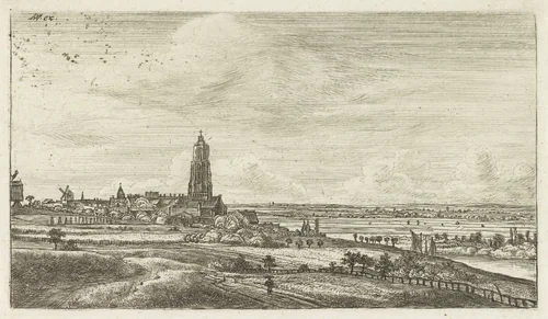 Gezicht op Rhenen by Jan Ruyscher, print, 1630-1765
