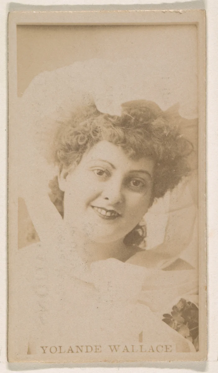 Yolande Wallace, from the Actresses series (N245) issued by Kinney Brothers to promote Sweet Caporal Cigarettes by Kinney Brothers Tobacco Company, photograph, 1890