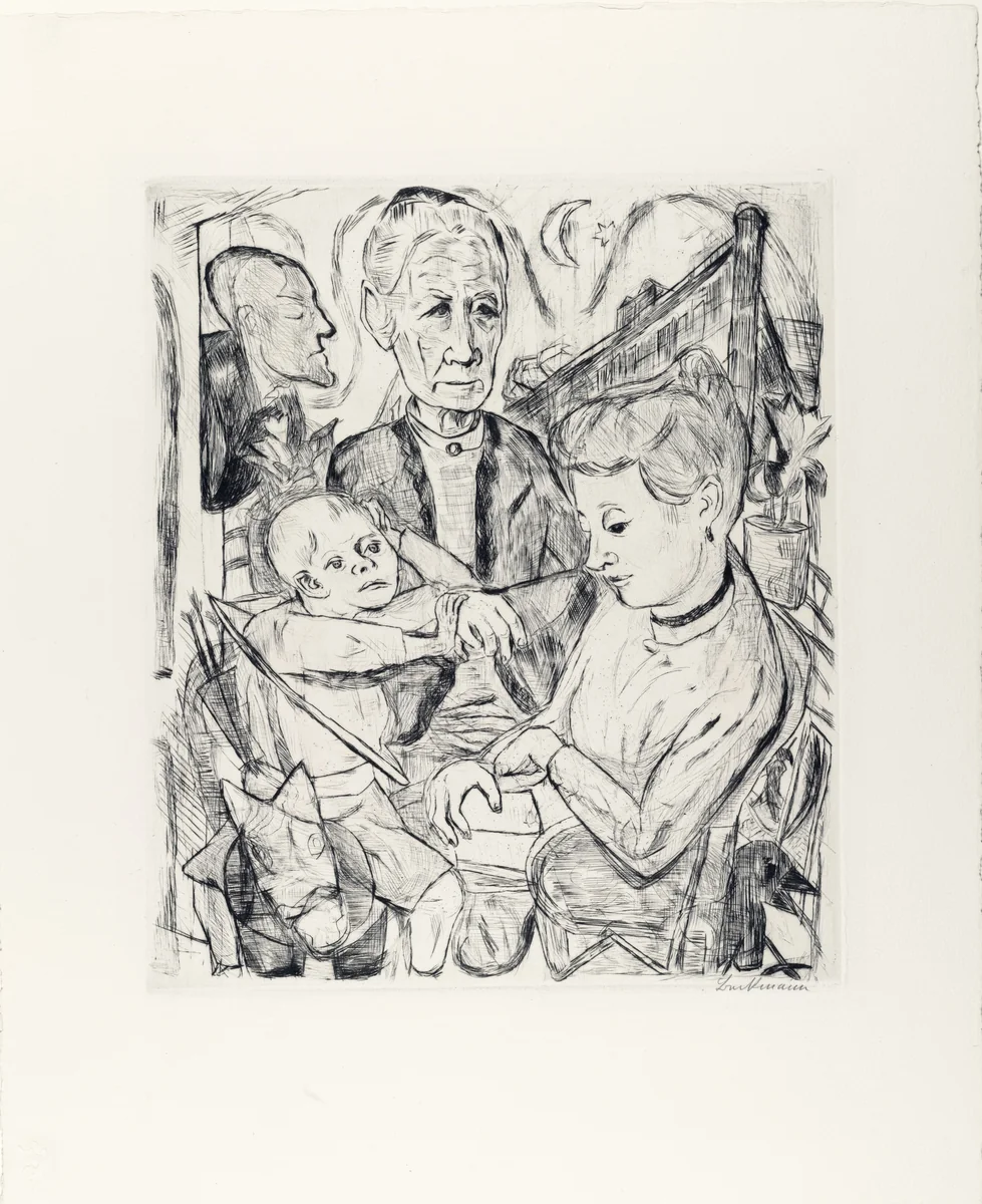 Family Scene (Beckmann Family) [Familienszene (Familie Beckmann)] from Faces (Gesichter) by Max Beckmann, print, 1918