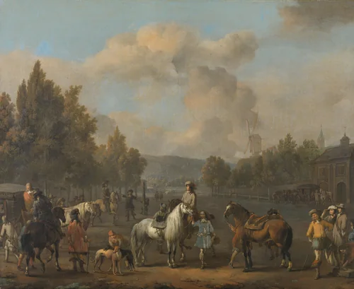 The Riding School by Johannes Lingelbach, painting, 1650-1674