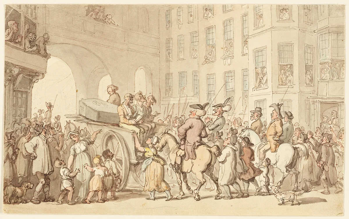 London Scene: Malefactors on Their Way to Tyburn by Thomas Rowlandson, painting, 1776-1827