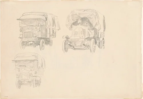 Trucks [recto] by John Singer Sargent, drawing, 1918
