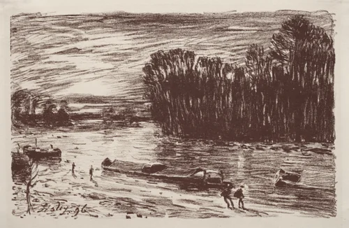 Bords du Loing, près Saint-Mammès by Alfred Sisley, print, 1896