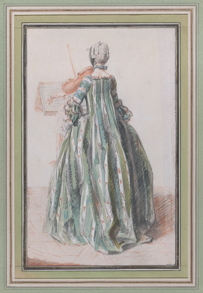 Woman Playing the Violin, Seen from the Back by Louis de Carmontelle, drawing, 1753-1763