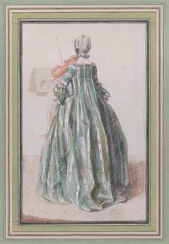 Woman Playing the Violin, Seen from the Back by Louis de Carmontelle, drawing, 1753-1763
