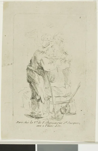 A Poorly Dressed Peasant by François Boucher, print, 1755-1770