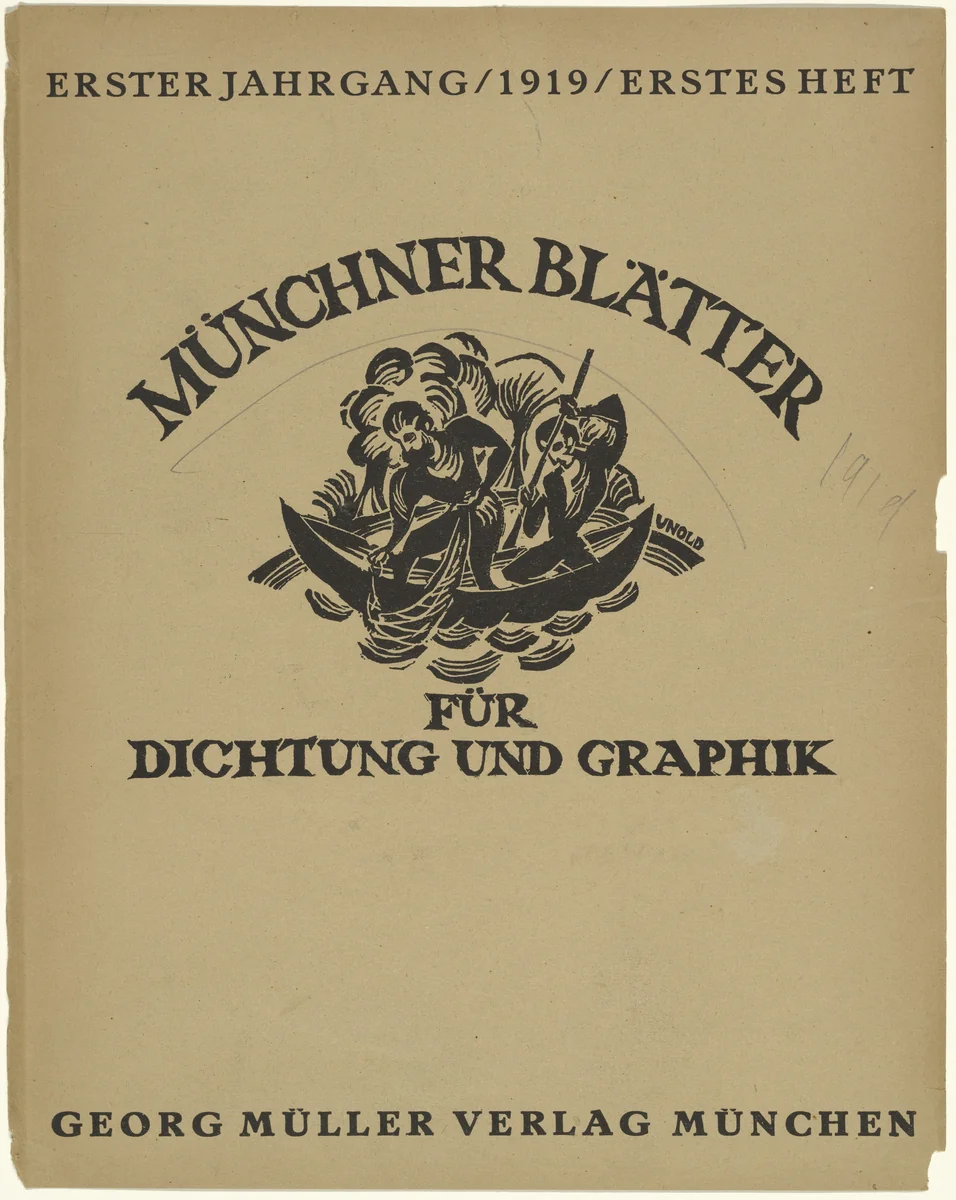 Münchner Blätter für Dichtung und Graphik, vol. 1, nos. 1-11/12 by Max Unold
Richard Seewald
Edwin Scharff
Paul Klee
Rudolf Grossmann
Josef Eberg
Karl Caspar
Walther Teutsch
Heinrich Campendonk
Alfred Kubin
Hans Gött
René Beeh
Adolf Ferdinand Schinnerer
Various Artists, periodical, 1919