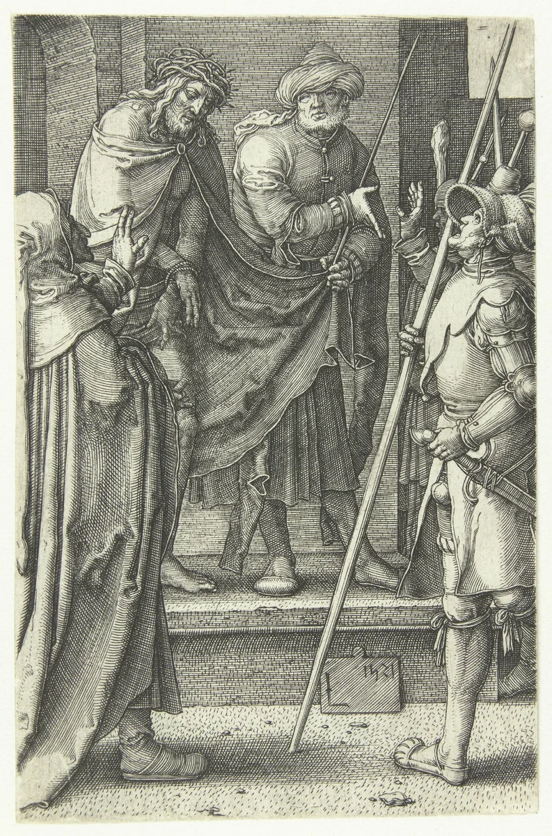 Christus wordt door Pilatus aan het volk getoond (Ecce Homo) by Unknown, print, 1521