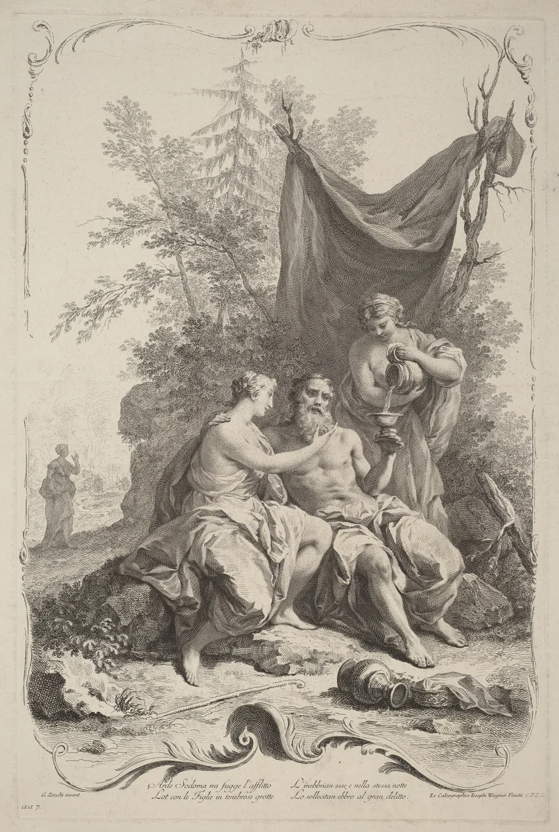 Lot and His Daughters by Joseph Wagner
Giuseppe Zocchi, print, 1745
