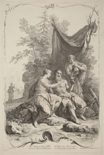 Lot and His Daughters by Joseph Wagner
Giuseppe Zocchi, print, 1745