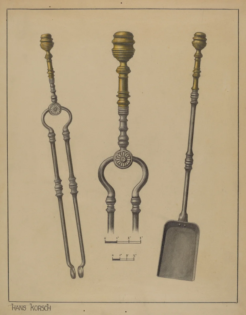 Fire Shovel and Tongs by Hans Korsch, index of american design, 1937