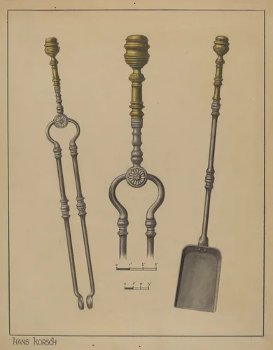 Fire Shovel and Tongs by Hans Korsch, index of american design, 1937