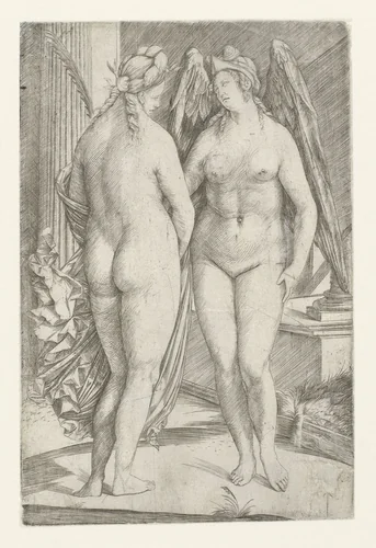 Allegorie met Victoria en Roem by Unknown, print, 1498-1500