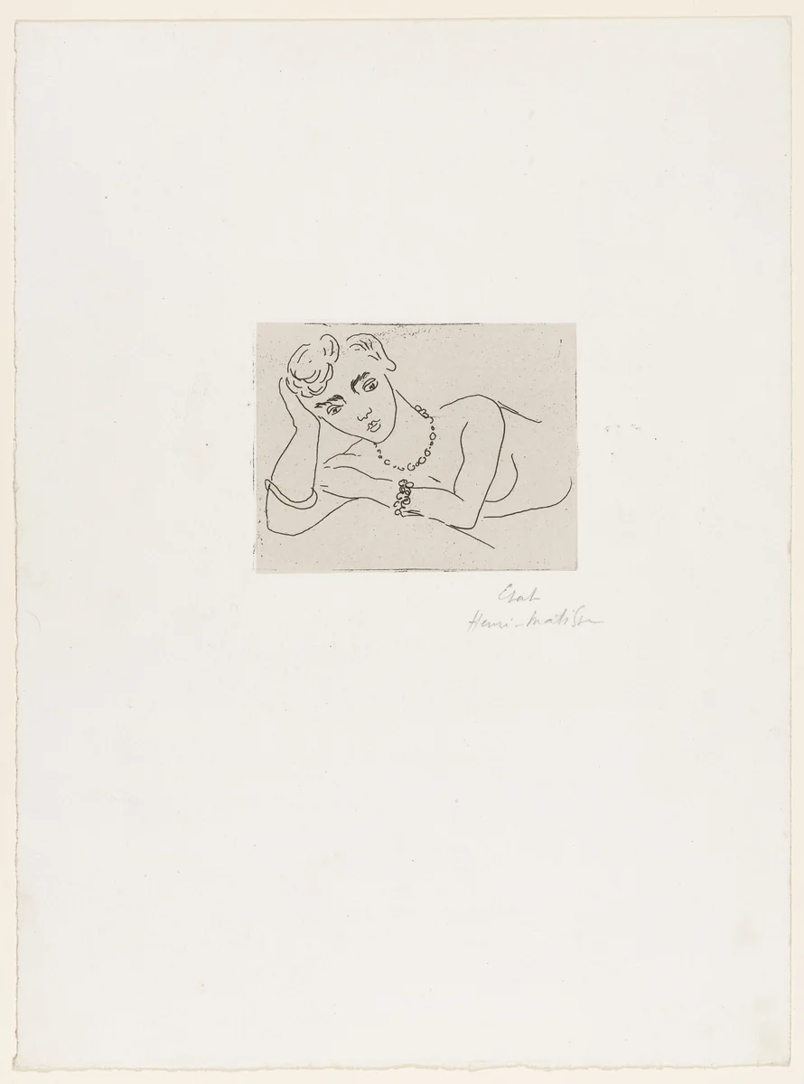 Reclining Nude, with Necklace (Femme étendue aux perles) by Henri Matisse, print, 1925