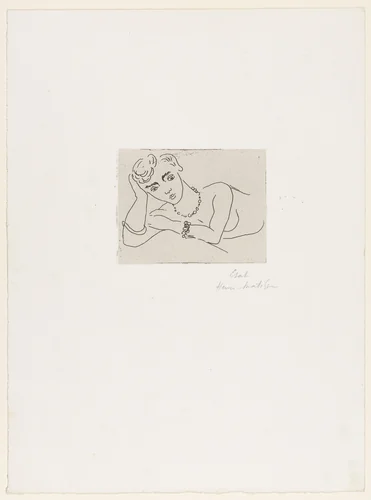 Reclining Nude, with Necklace (Femme étendue aux perles) by Henri Matisse, print, 1925