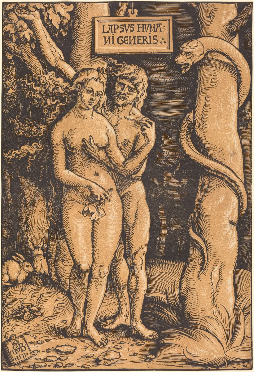 Adam and Eve by Hans Baldung Grien, print, 1511