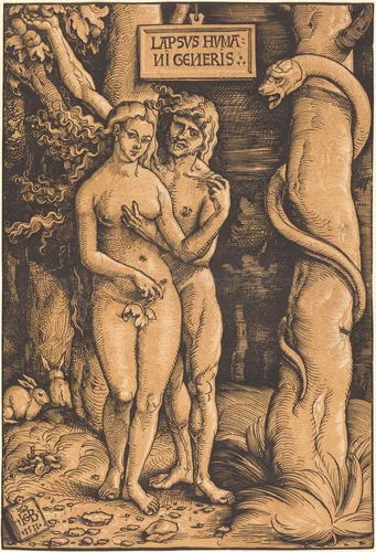 Adam and Eve by Hans Baldung Grien, print, 1511