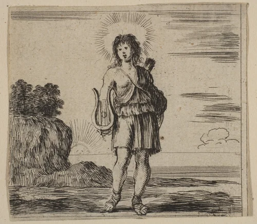 Apollo, from 'Game of Mythology' (Jeu de la Mythologie) by Stefano della Bella, print, 1644